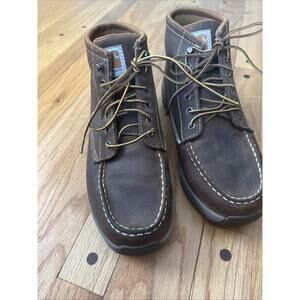 Carhartt Lightweight Wedge Boots Men's Size 9.5 Brown Leather Lace Up Moc Toe
